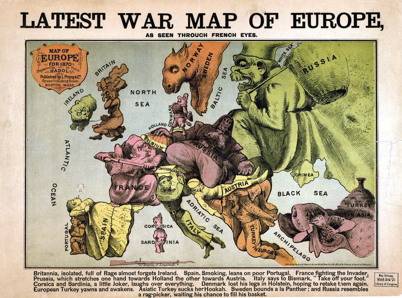 Mapa Europy w 1870 r.