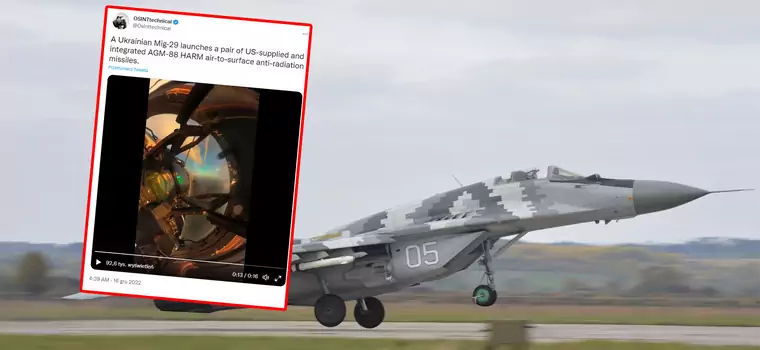 Ukraiński MiG-29 wystrzeliwuje amerykańskie rakiety AGM-88 HARM. Niezwykłe wideo z kokpitu pilota