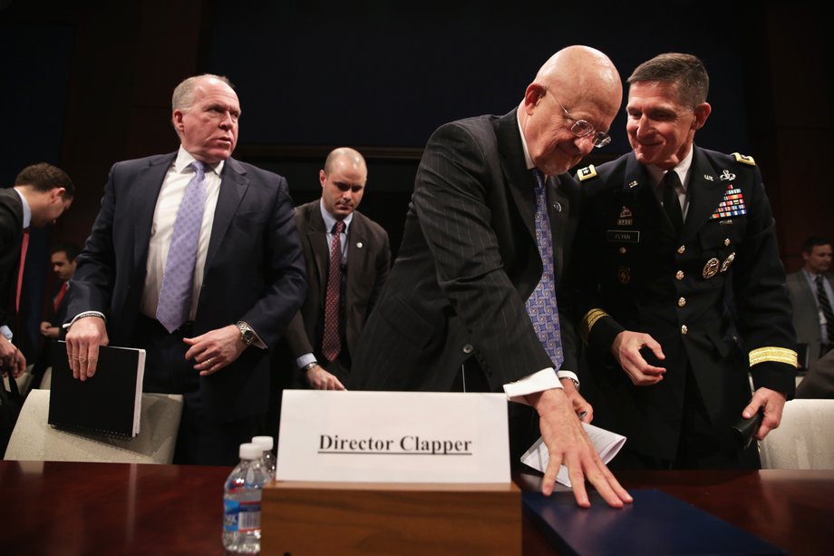 Former CIA Director John Brennan, former Director of National Intelligence James Clapper, and former National Security Adviser Michael Flynn.