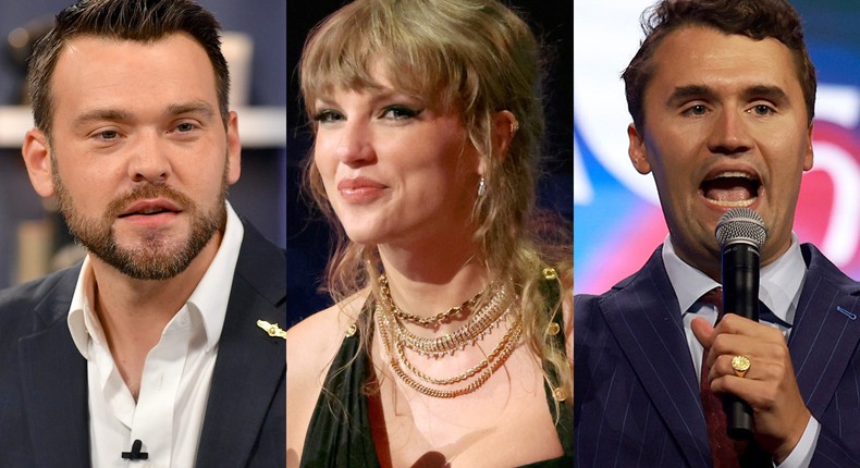 Jack Posobiec; Taylor Swift; Charlie KirkJason Davis/Getty Images;Mike Coppola/Getty Images for MTV;Joe Raedle/Getty Images