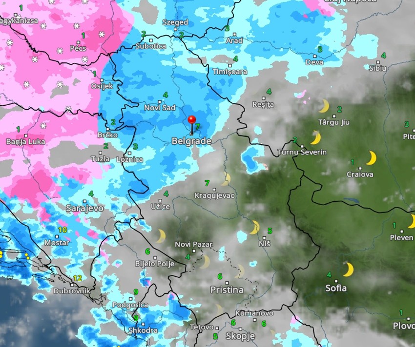 Oblaci nad Srbijom u 18 sati