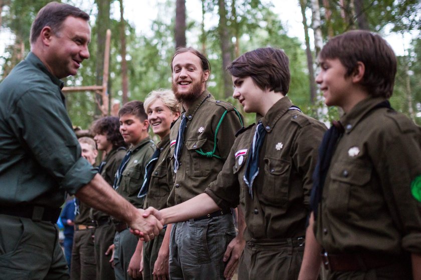 Andrzej Duda na obozie harcerskim