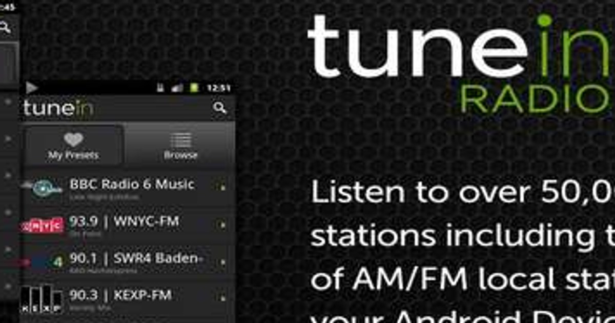Android TuneIn Radio test radia Ponad 50 tysięcy