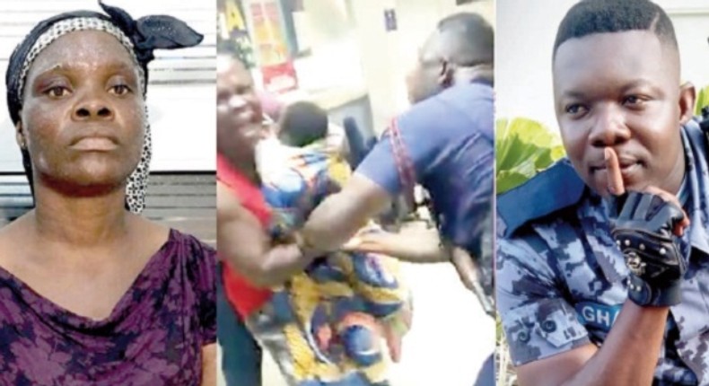 Ms Osafo [L] being assaulted by Skalla [R] as captured in the viral video