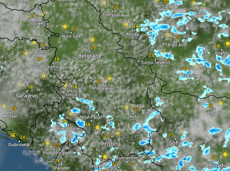 Kiša u Srbiji u 15 sati