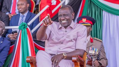 File image of President William Ruto during a recent National Youth Service recruits passing out parade.