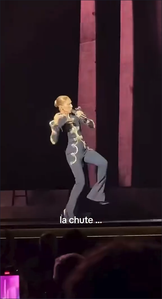 Céline Dion počas koncertu stratila rovnováhu. 