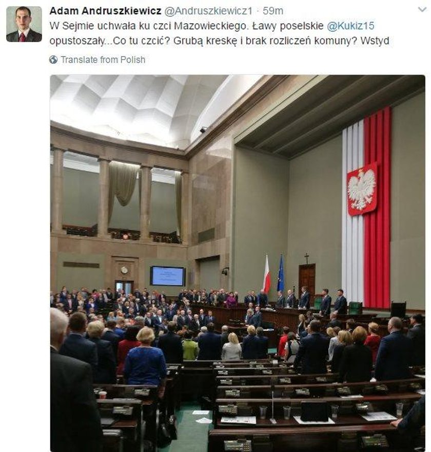 Posłowie nie chcieli uczcić Mazowieckiego. Wyszli z sali