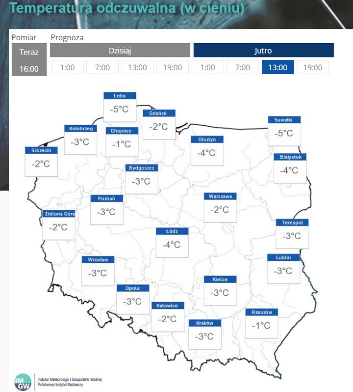 Temperatura odczuwalna - prognoza na 5 marca