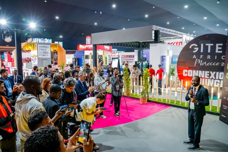 NITDA Chairman addresses the media at GITEX Africa 2025 in Marrakech, discussing government support for innovation and the launch of GITEX Nigeria.