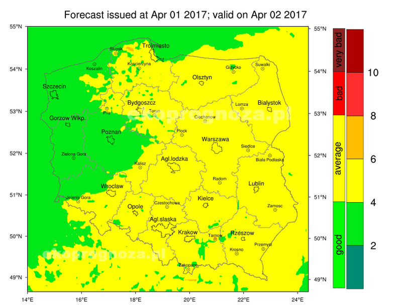 Ekoprognoza na 2 kwietnia 2017 roku