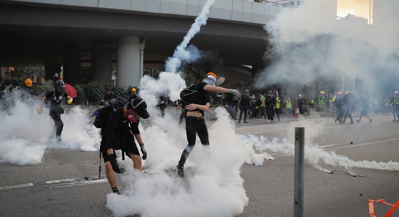 hong kong protests tear gas