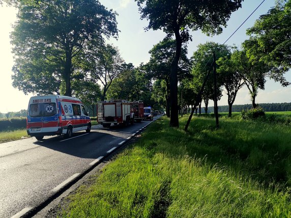 Śmiertelny wypadek na DK29 fot. OSP Cybinka