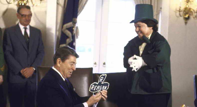 President Ronald Reagan celebrates St. Patrick's Day in 1986.Diana Walker/The LIFE Images Collection via Getty Images