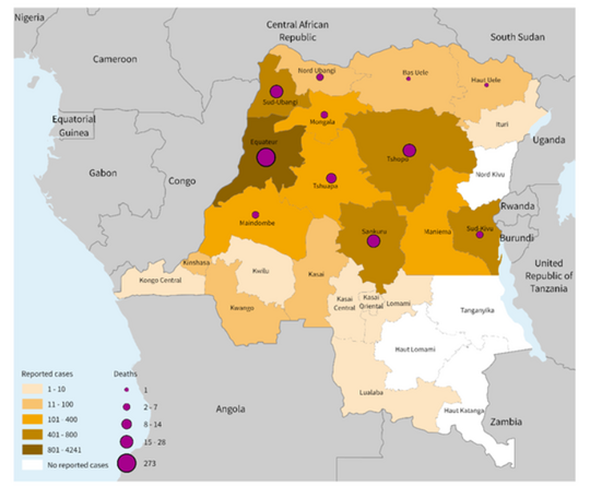 Podaci SZO: Rasprostranjenost majmunskih boginja od 1. januara do 26. maja 2024. u DR Kongo