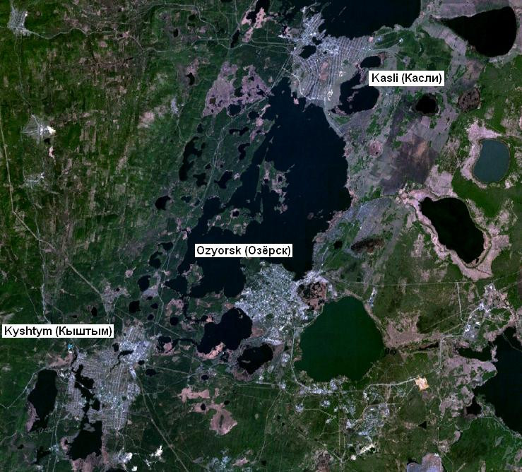 Zdjęcie satelitarne okręgu Majak