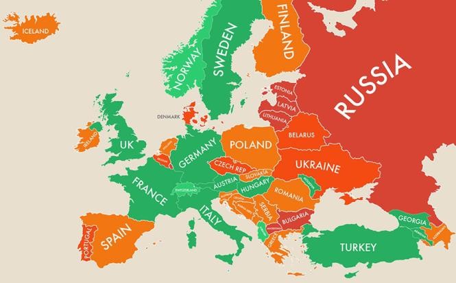 W Europie zauważalny jest podział na dwa bloki. Mniej szczęśliwi są mieszkańcy 