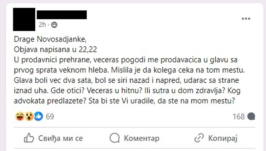 Post na fejsbuk grupi Mame Novosađanke koji je izazvao lavinu komentara