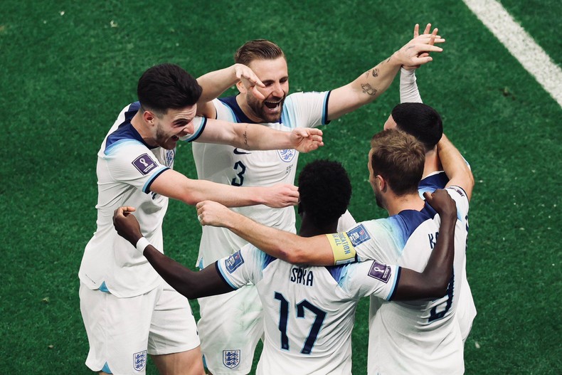 The ruthless Three Lions celebrate a great win.