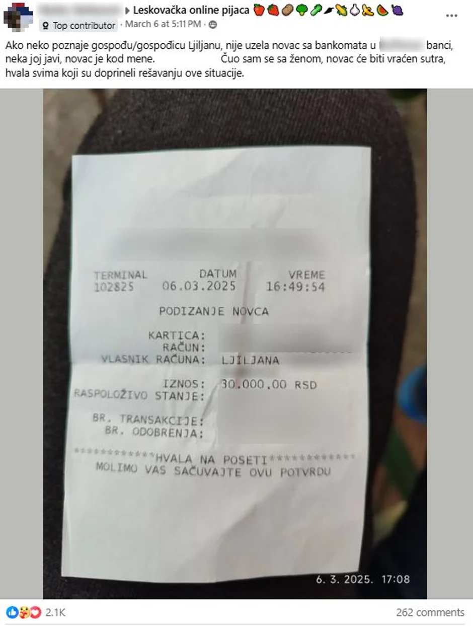 Leskovac, mladić pronašao novac i vratio vlasnici