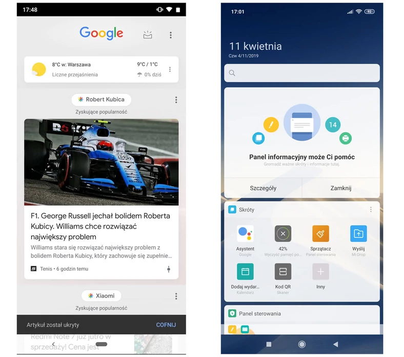 Google news feed w Android One i odpowiednik w MIUI 10