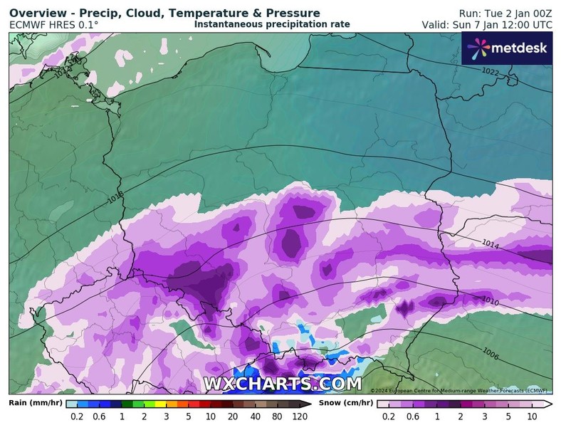 Na coraz większym obszarze kraju deszcz zacznie przechodzić w śnieg