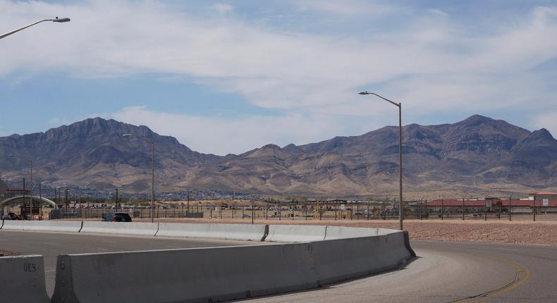 The Franklin Mountains loom over Fort Bliss, a vast military installation in the desert on the outskirts of El Paso. Not the road where the shooting occurred.