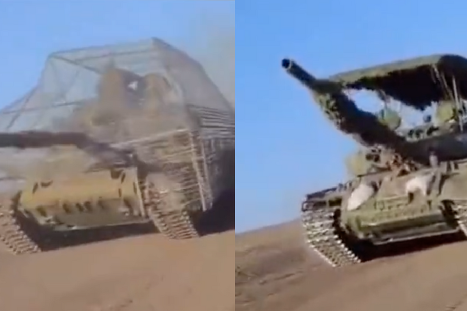 Nietypowe "pancerze" rosyjskich czołgów mają chronić pojazdy przed dronami, fot. TikTok @tolik0595995