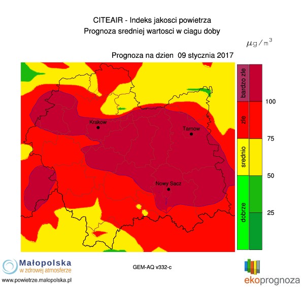 Prognoza zanieczyszczenia powietrza na dziś