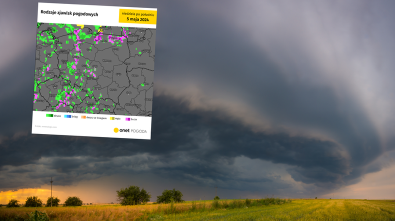 Niedziela w całym kraju przyniesie niebezpieczne burze (screen: meteologix.com)