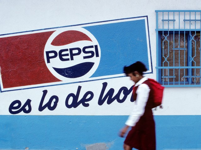 The old Pepsi logo, pictured in 1990.Jean-Erick PASQUIER/Gamma-Rapho via Getty Images