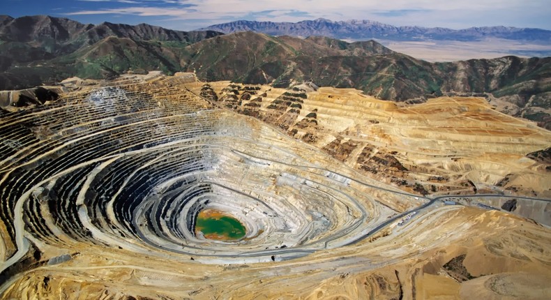 Aerial view of the Kennecott Copper Mine, which is the largest man-made excavation.YegoroV/Shutterstock