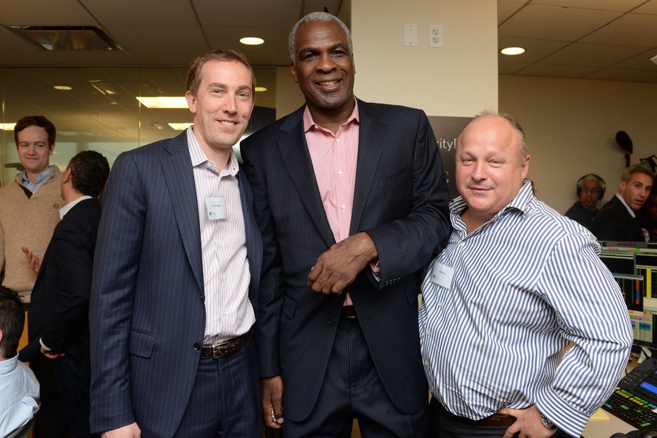 Former basketball pro Charles Oakley posed with BTIG staff.