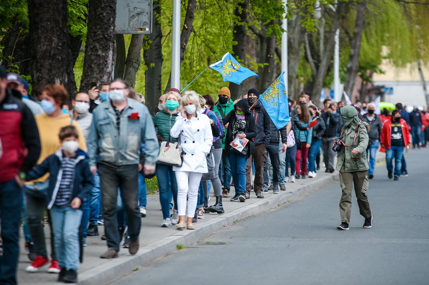 Cieszyn. Protest pracowników transgranicznych z powodu koronawirusa