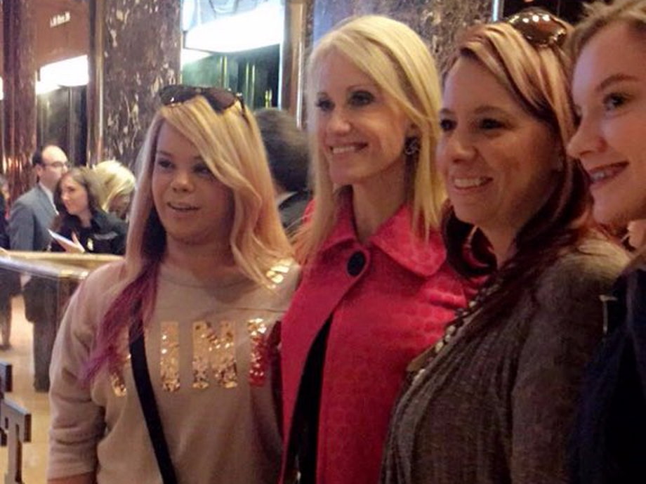 Kellyanne Conway (center) with supporters.