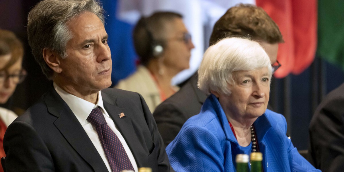 Sekretarz stanu USA Antony Blinken i sekretarz skarbu Janet Yellen.