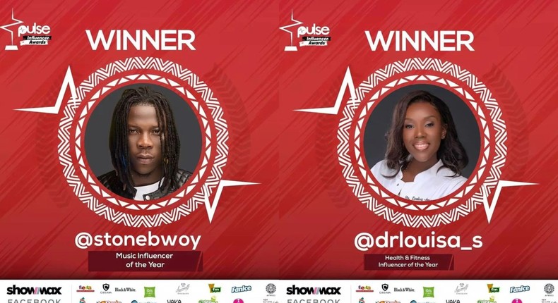 Stonebwoy and Dr Louisa win at Pulse Influencer Awards 2021