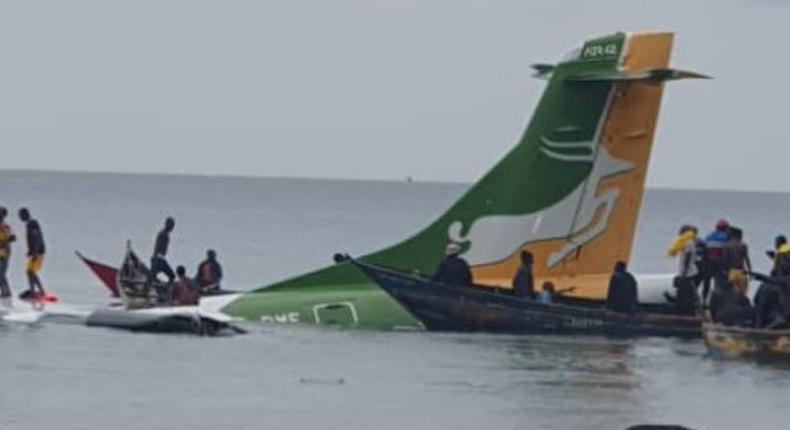 L'avion de Precision qui s'est écrasé dans le lac Victoria le 6 novembre 2022. Image : TBC