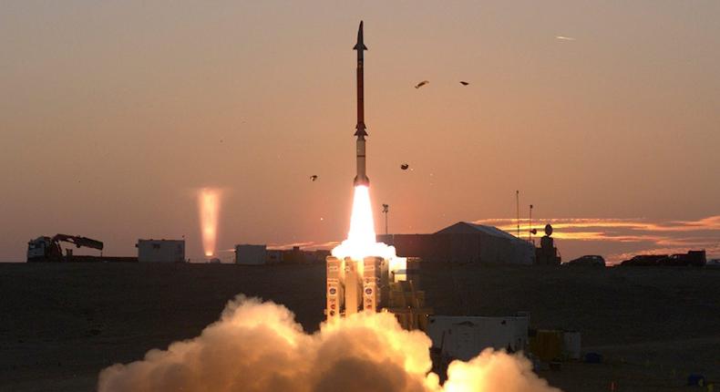 The David's Sling air-defense system launches an interceptor in December 2015.Ministry of Defense via AP, File