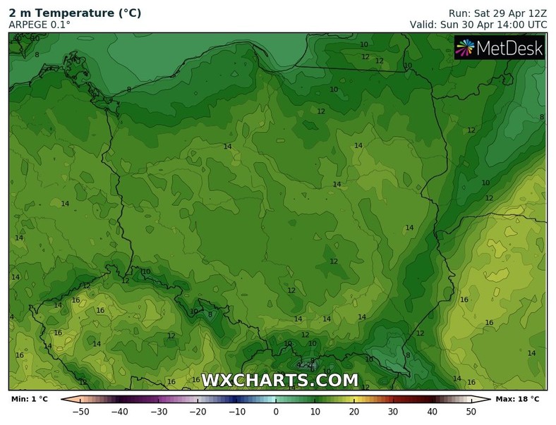 W większości kraju niedziela przyniesie temperaturę z zakresu 13-15 st. C