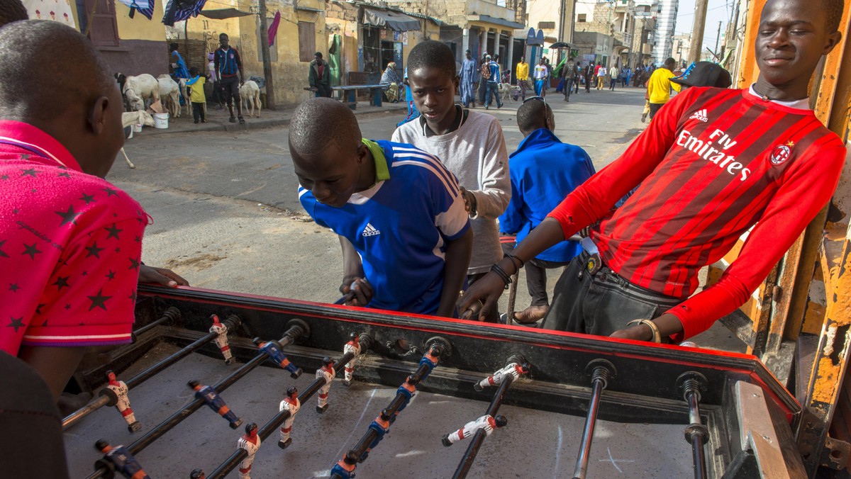 Saint Louis children playing table football