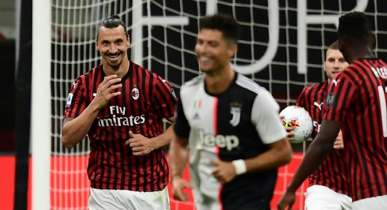 Zlatan Ibrahimovic shared a joke with Cristiano Ronaldo after scoring a penalty that helped AC Milan to a 4-2 win over Serie A leaders Juventus