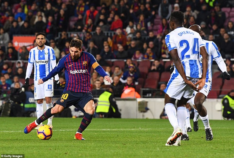Kenneth Omeruo could not stop Lionel Messi and Barcelona who beat Leganes 3-1 (Getty Images)