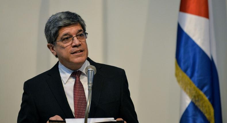 Cuba's top diplomat to Washington, Carlos Fernandez de Cossio, pictured in 2019, says US 'aggression' against the island nation would continue if Trump is re-elected