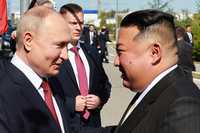 Vladimir Putin i Kim Džong Un na kosmodromu Vostočni kod grada Ciolkovski, Rusija, 13. septembra