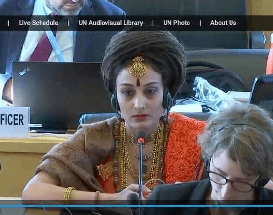 Zástupkyňa krajiny Kailasa na zasadnutí OSN