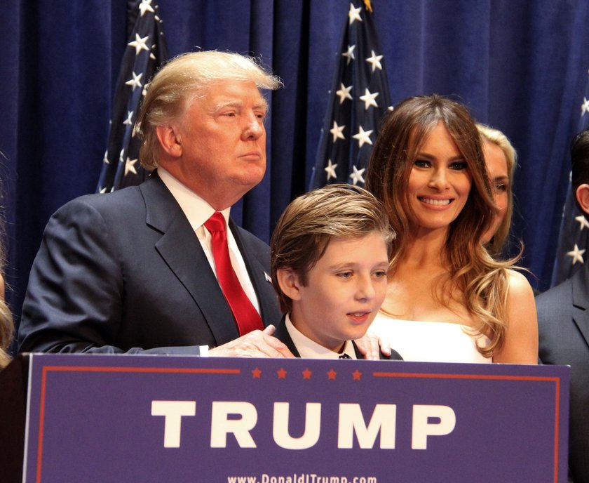 Melania Trump, DOnald Trump i ich syn Barron