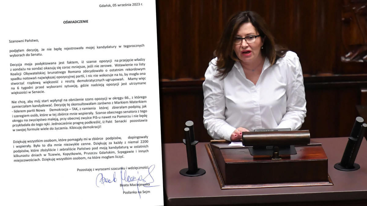 Beata Maciejewska rezygnuje z Senatu. Gorzkie słowa pod adresem opozycji