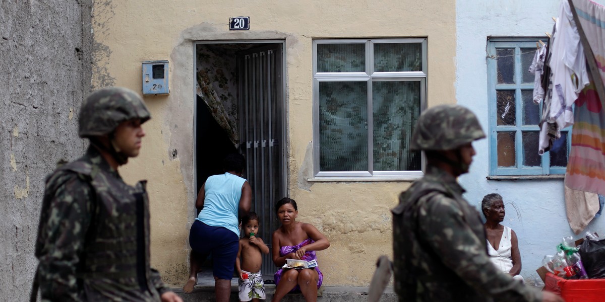 A Brazilian army operation in the Mare slums complex in Rio de Janeiro in 2014.