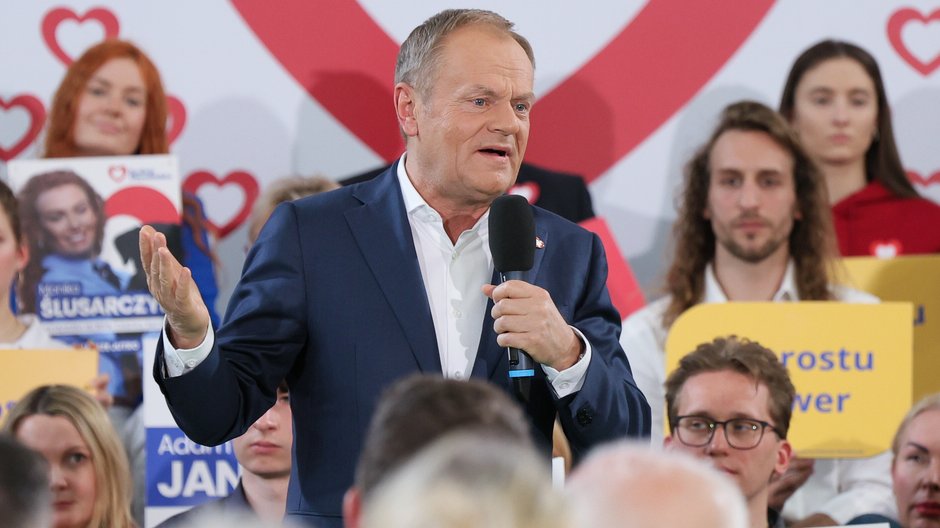 Donald Tusk podczas konwencji wyborczej Koalicji Obywatelskiej